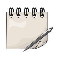 white notepad with pen vector