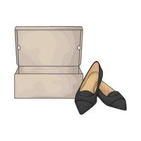 a pair of black flat shoes with box vector