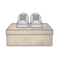 the white shoes are on the box vector