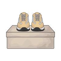 illustration of the shoes are on the box vector