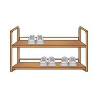 three white shoes on the shelf vector
