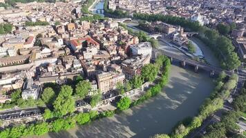 High Angle of Tiber River at Rome in Lazio Italy.. Architecture Aerial View. video