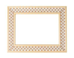 Simple wooden checkered photo frame with blank white cut out space in the middle,space for text,isolated on white background,suitable for displaying your image or design,