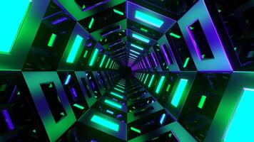 Purple and Turquoise Mirrored Octagon Tunnel Background VJ Loop in 4K video