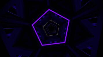 Purple and Yellow Mirrored Pentagonal Tunnel Background VJ Loop in 4K video