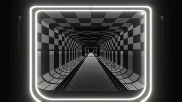 Black and White Sci-Fi Corridor Background VJ Loop in 4K video