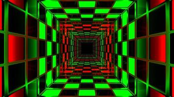 Red and Green Bright Square Screens Tunnel Background VJ Loop in 4K video