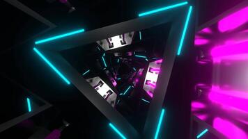 Cyan and Pink Neon Glowing Triangular Spiral Background VJ Loop in 4K video