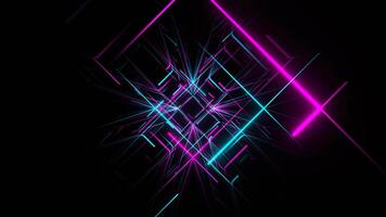 Cyan and Pink Seamless Neon Squares on Mirror Background VJ Loop in 4K video