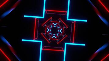 vermelho e azul néon abstrato forma fundo vj ciclo dentro 4k video