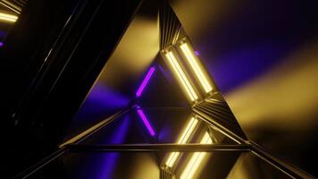 Purple and Yellow Strobe Mirror Triangular Tunnel Background VJ Loop in 4K video