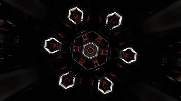 Orange and White Strobe Hexagoned Tunnel Background VJ Loop in 4K video