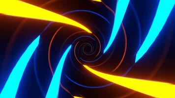 Orange and Blue Neon Spiral in Mirror Tunnel Background VJ Loop in 4K video