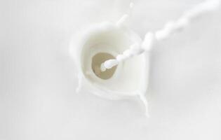 Close-up of pouring milk - top view photo