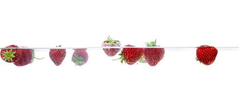 Strawberries in water on an isolated background photo