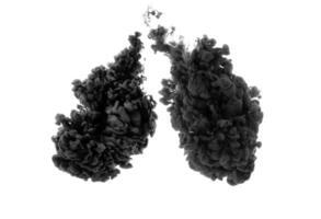Black ink on a white background. Black ink in the form of human lungs photo