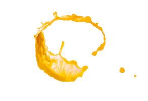 Orange juice splash isolated on white photo