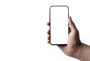 Smartphone in hand on an isolated background photo