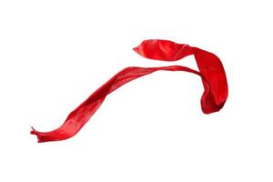 Flying red ribbon isolated on white background photo
