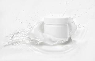 Cosmetic product with milk splash photo