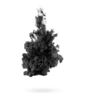 Black ink in water on white background photo