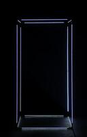 Neon rectangle on black background photo