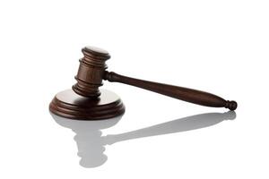 Judge gavel on white background photo