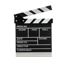 Movie clapperboard on white isolated background photo
