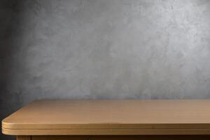 Table on the background of a wall with plaster photo