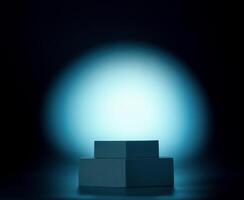 Podium for product presentation on dark blue background photo