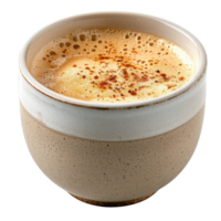 A cup of coffee with a cinnamon topping png