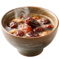 A bowl of food with dates and nuts in it png