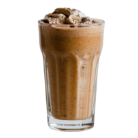 Creamy Chocolate Milkshake with Whipped Topping in a Transparent Glass on . png