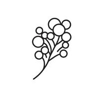 un negro y blanco dibujo de un rama con burbujas y flores vector