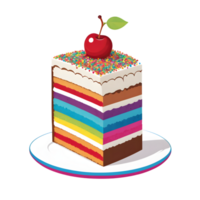 A slice of cake with a cherry on top png