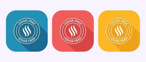 Odor control icon design, Odor free label in shadow button design vector