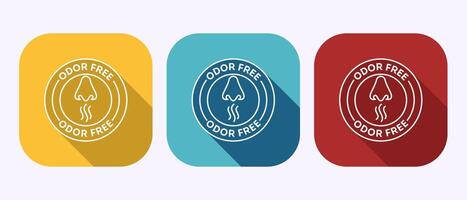 Odor control icon illustration. Anti bad smell icon, Odor free label in shadow button design vector