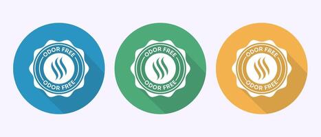 Odor control icon design. Anti bad smell icon, Odor free label in shadow button design vector