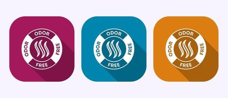 Odor control icon design illustration. Odor free label in shadow button design vector