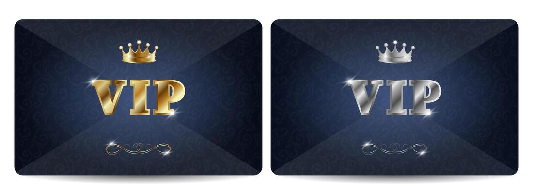 Set of two vip cards on blue background
