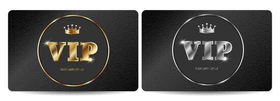 Set of two black VIP cards with textured background vector
