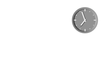 Analog wall clock showing time 19 hours and 55 minutes, transparent background. Copy space. png