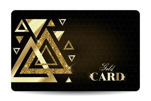 Golden card with glitter effect and triangular elements vector