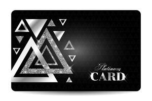 Platinum, silver card with glitter effect and triangular elements vector