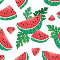 Seamless pattern with Watermelon, half a watermelon, a piece of watermelon vector