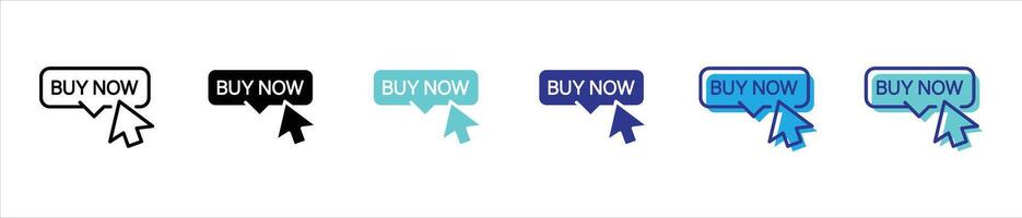 buy now icon set. buy now with pointer mouse clicking for online shopping icon app and web vector