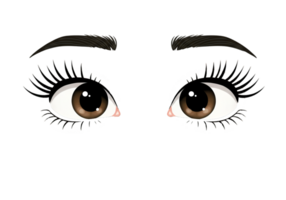 Looking Eyes Close Up with Long Eyelashes on Transparent Background png