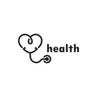 Minimalist Heart Stethoscope Health Logo on White Background vector