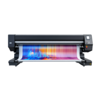 A large format printer with a colorful image on it png