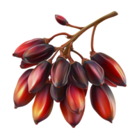 red palm fruit on a branch with leaves and fruit png